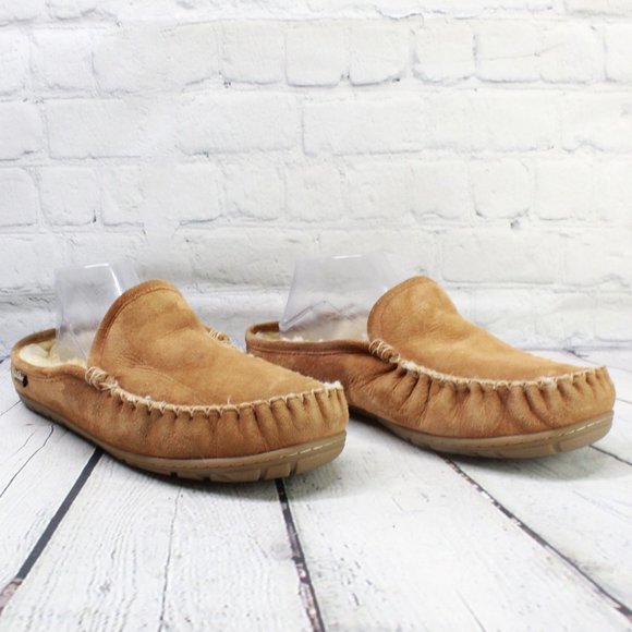 LL Bean Brown Suede Wicked Good Scuffs Shearling Lined Slippers Size 11 M - Picture 3 of 9